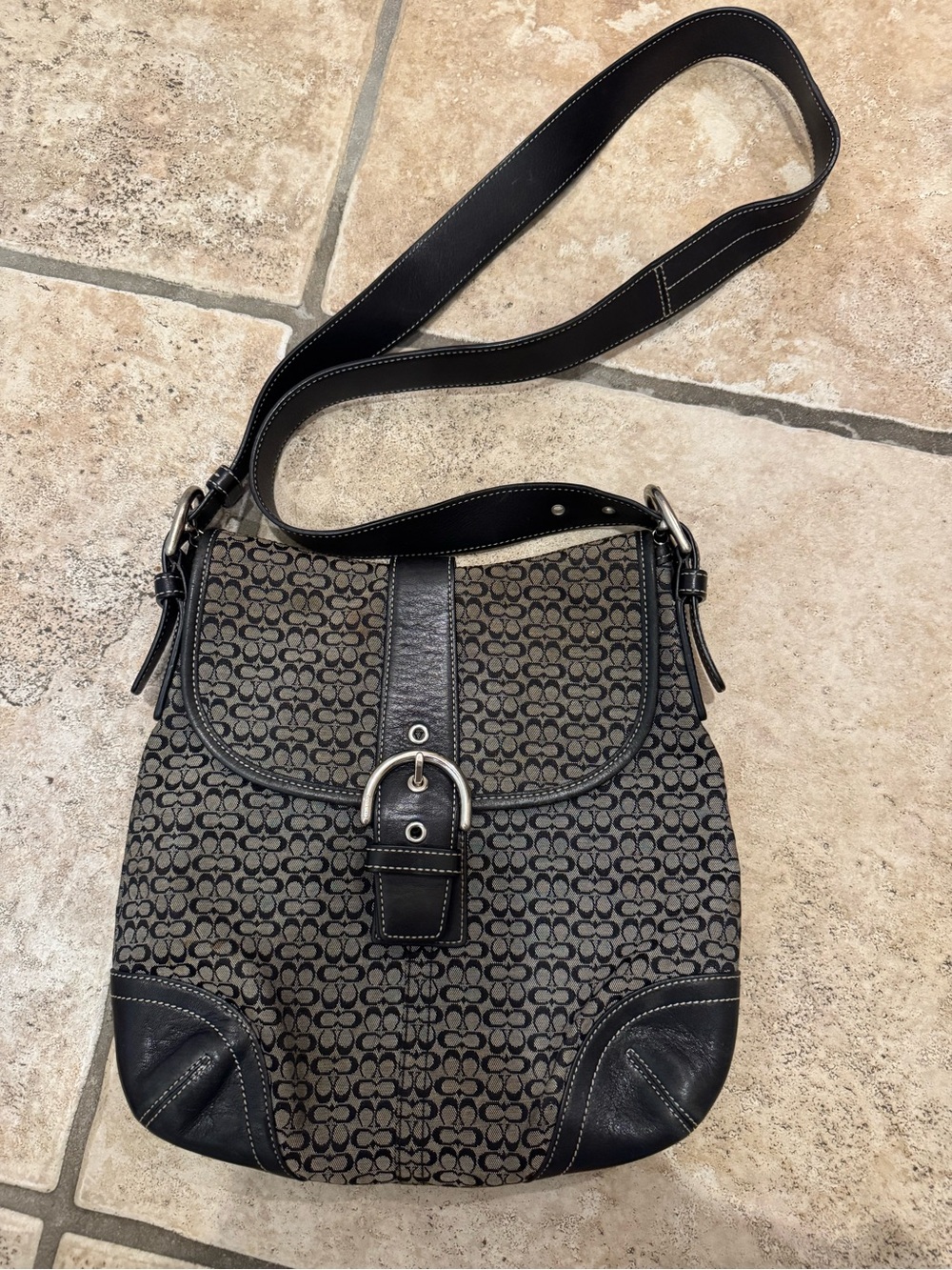 Coach Black and Gray Signature Logo Crossbody Bag - Picture 2 of 3